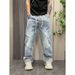 Men's Retro Flared Jeans High Waist Straight Leg Loose Fitting Cool Stylish Trendy Zipper Slit Trousers High Street Vibe_mkmklike.com