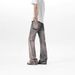 Vintage Worn-Out Style Printed Jeans For Men, American Niche Design, Loose Straight-Leg Slightly Flared Pants_mkmklike.com