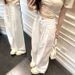 White Wide-leg Jeans Women, 2026 Summer New Style, High-waisted, Loose-fitting, Drapey, Straight-leg, Floor-length Pants_mkmklike.com
