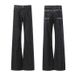 Men's Straight Leg Loose Fit Black Raw Denim Jeans High Street Style Thorn Embroidery Trendy Flared Pants_mkmklike.com