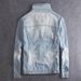 Men's Clothing One Piece Drop Shipping Autumn New Men's Retro Denim Jacket Light Color Hole Slim Fit Clothes Korean Style Denim Jacket_mkmklike.com