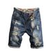 Men's Clothing Summer Trendy Ink Splashed Denim Shorts Men's Shorts Straight Loose Ripped Pants Fashion Casual Youth Breeches_mkmklike.com