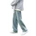 Men's Washed Retro Denim Jeans Straight Leg Loose Wide Fit Casual Trousers American High Street Style Trendy Cool Versatile_mkmklike.com