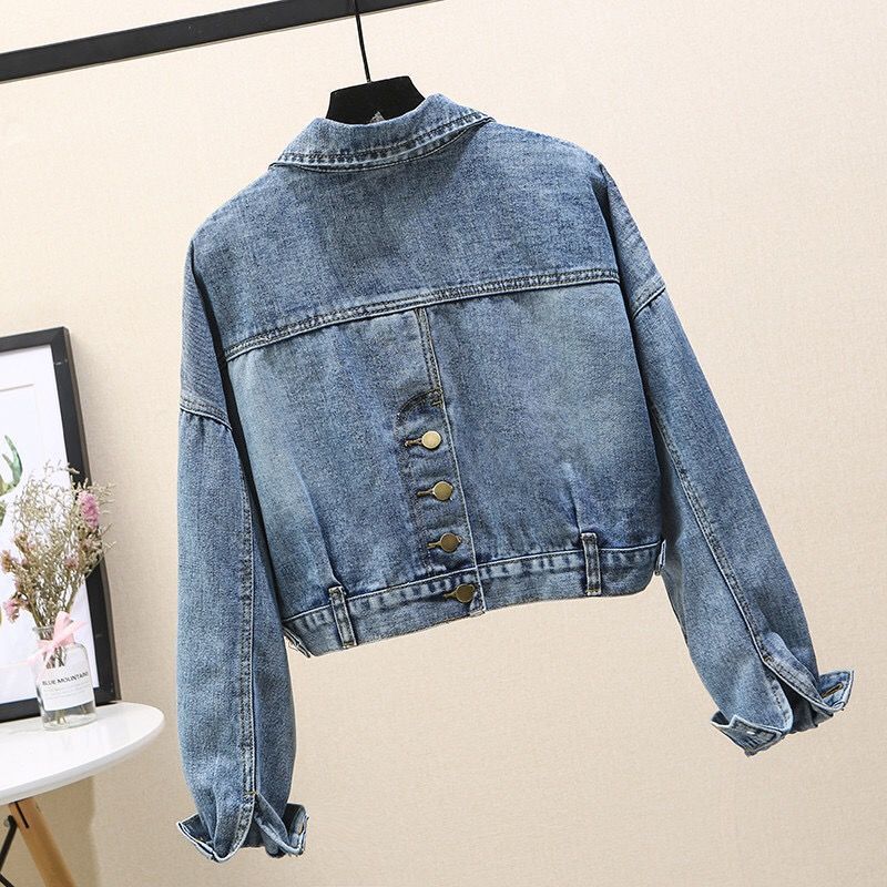 Women's Clothing Denim Short Jacket For Women Autumn New Beaded Loose Slim Casual Short Denim Top Jacket_mkmklike.com