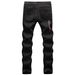Men's Stretch Skinny Jeans Ripped Distressed Patchwork Embroidery Print Black Denim Pants High Street Fashion_mkmklike.com