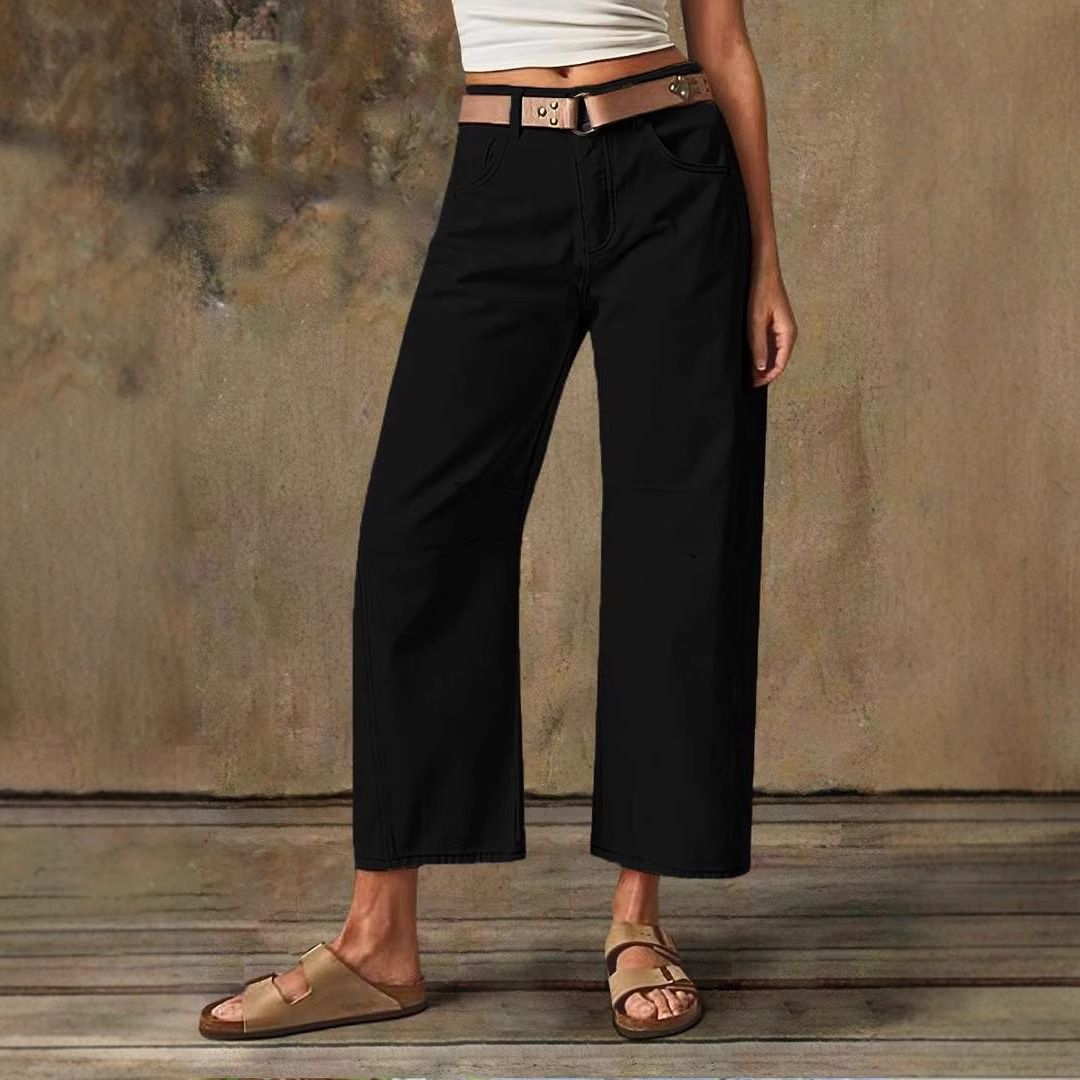 Women's High-Waisted Slimming Wide Leg Jeans Retro Straight Leg Pants Spring New_mkmklike.com