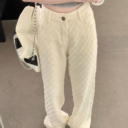 ng2510292 Ng2510292 Ng2510292 Loose New Jacquard Jeans Casual For Women Early Autumn High Waist Straight Floor-Length Wide-Leg Long Pants_mkmklike.com
