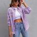 Women's Distressed Denim Jacket Oversized Long Sleeve Casual Shirt Coat In Solid Colors_mkmklike.com