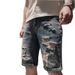 Ripped , Trendy Brand, Cool And Stylish, Men's Summer Loose Straight Mid-length Jeans, Versatile Five-point Denim_mkmklike.com