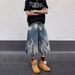 Men's Streetwear Tie-Dye Jeans Baggy Cargo Shorts Summer Straight Leg Mid-Length Casual Pants For Hip-Hop Fashion_mkmklike.com