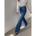 Women's Clothing Retro High-Waisted Flared Jeans For Women – Stretch Denim Bootcut Pants With Floor-Length Hem (Blue, S-L)_mkmklike.com