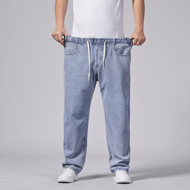 Biaoten Men's Straight Leg Jeans Spring/Summer Loose Fit plus Size Elastic Waist_mkmklike.com