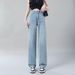 Fleece-lined Thickened Narrow Wide-leg Jeans Women, 2025 New Autumn And Winter Hot-selling High-waisted Straight Pants_mkmklike.com