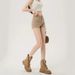 Large Size Spice Girl High Waist Double Button Hip Denim Shorts Women's 2026 Summer New Khaki Skinny Hip Hot Pants_mkmklike.com