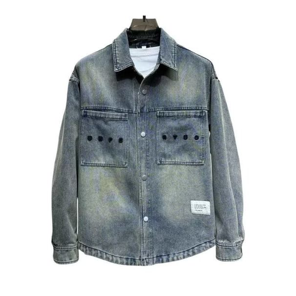 Men's Distressed Denim Jacket – Vintage Washed Hong Kong Style Overshirt (M-3XL, Light Blue)_mkmklike.com
