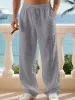 Men's Linen Casual Classic Straight-leg Pants, Breathable, Comfortable, And Stylish Long Pants, Suitable For Outdoor Travel, Vacation, And Daily Wear_mkmklike.com