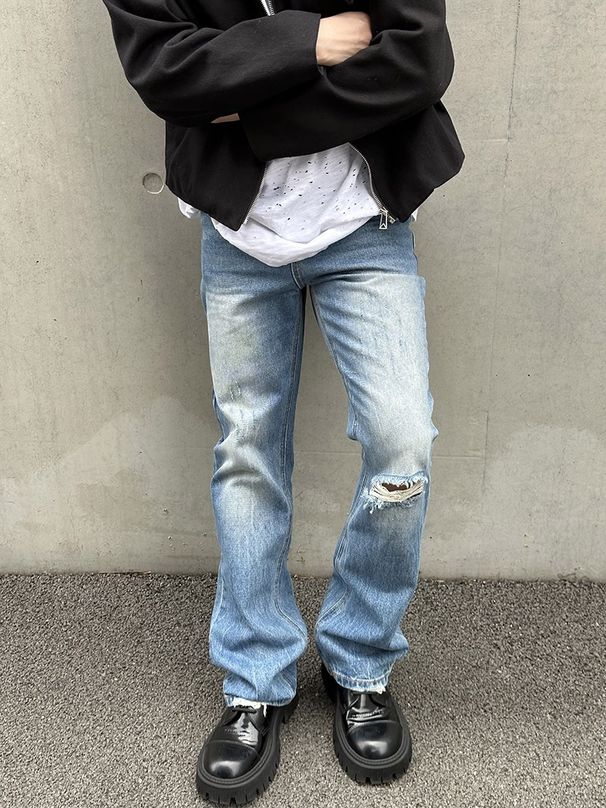 Men's Clothing Light Color Holes Washed Vibe Men And Women Vintage Tideretro High Street_mkmklike.com
