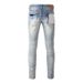 Men's Clothing New Retro Street Style Silk Label Denim High Quality Breathable Fitting Ripped Streets Styles Purple Jeans Ripped Men's Blue_mkmklike.com