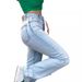 Women's Clothing Light Blue Slim High Waist Jeans Women's Straight_mkmklike.com
