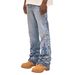 Men's Clothing New Autumn Gradient Wide Leg Men's And Women's Denim Trousers, Fashionable Cross Border Hot Selling Embroidered Men's Straight Pants_mkmklike.com