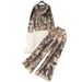 Fashion Suit For Women Spring And Autumn Ink Painting Jacquard Zipper Hooded Knitted Sweatshirt Two-Piece Set_mkmklike.com