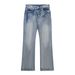 Men's Clothing Lightning Cat Claw Ice Blue Snowflake Washed Damaged Four Seasons Wide Leg Jeans Bootcut_mkmklike.com