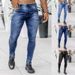 New Men's Trend Black Slim High Waist Denim Slim-Fit Pants For Men_mkmklike.com