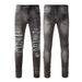 Trendy Brand High-quality European And American Jeans Men's Slim-fit American High Street PU Leather DIY Yarn-cutting Men's Pants 5635_mkmklike.com