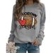 Women's Clothing Site Ready Stock Simple Pullover Crewneck Top T shirt TouchDown Print Loose Sweatshirt_mkmklike.com