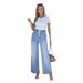 Women's Clothing Wide Leg Jeans High Elastic Waist Flared Pants Loose Y2K Pants_mkmklike.com