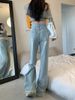 Light-colored High-waisted Wide-leg Jeans For Women 2024, Straight Loose Fit, New Spring And Autumn Slimming Style,_mkmklike.com