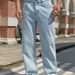 Men's High-Waisted Loose Fit Jeans – Comfortable & Stylish Straight-Leg Denim (Light Blue, S-XXL)_mkmklike.com