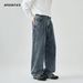 Men's Distressed Loose-Fit Jeans – High Street Washed Denim, Straight Leg & Comfort Stretch, Vintage Blue & Black, S-XXL_mkmklike.com