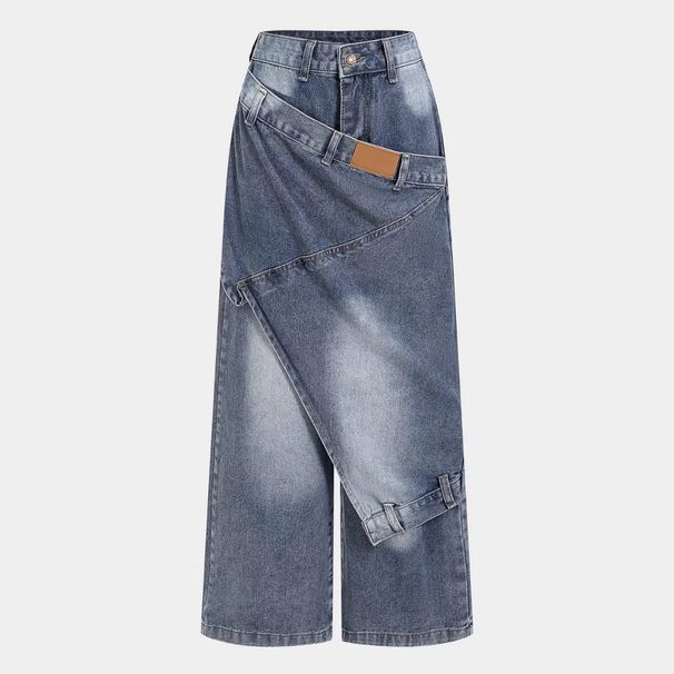 Women's Clothing Women's Denim Jeans Cross-Over Design Deconstructed Layered Washed For Formal & Casual For Women_mkmklike.com
