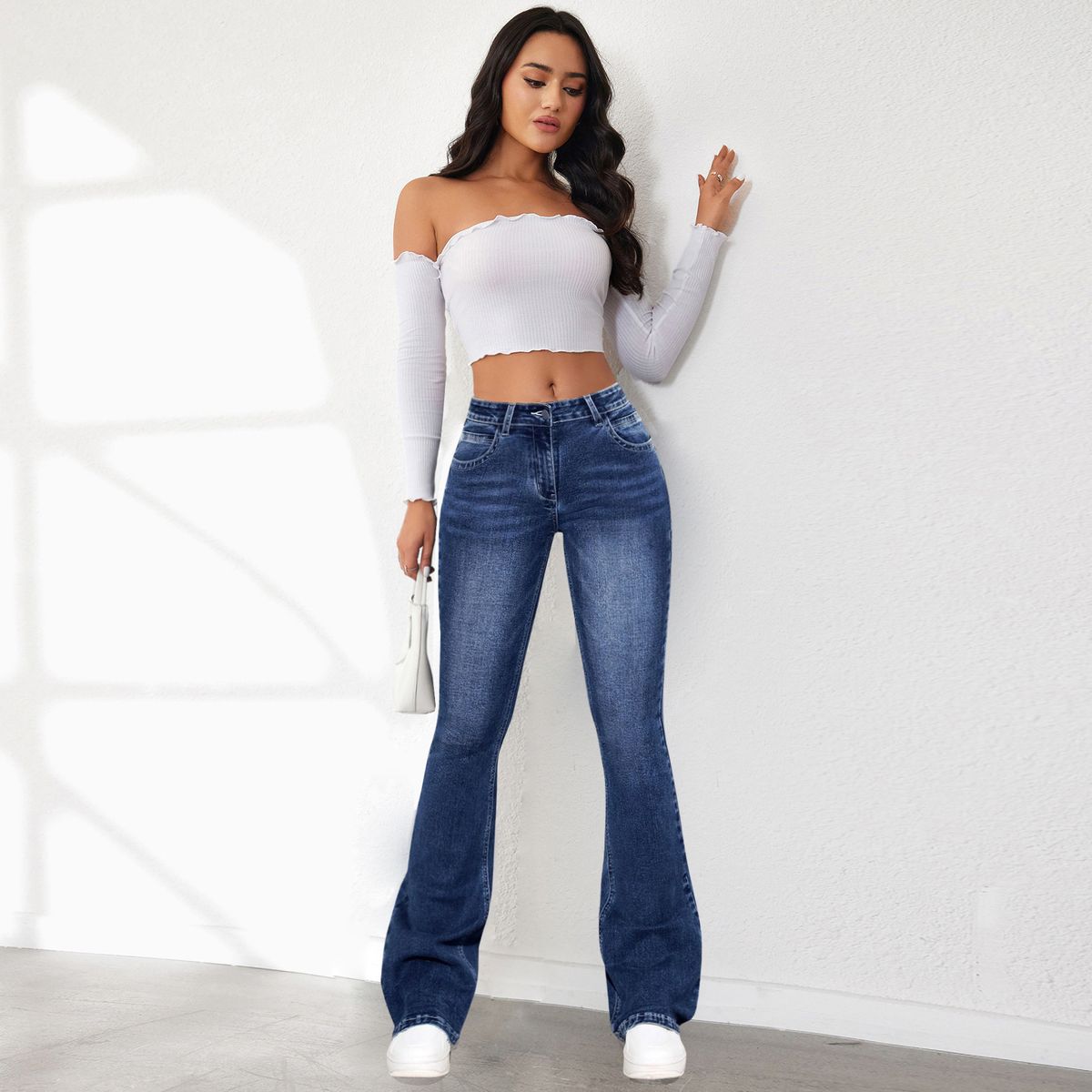 Women's Clothing Summer New Retro Washed Stretch Trousers Jeans_mkmklike.com
