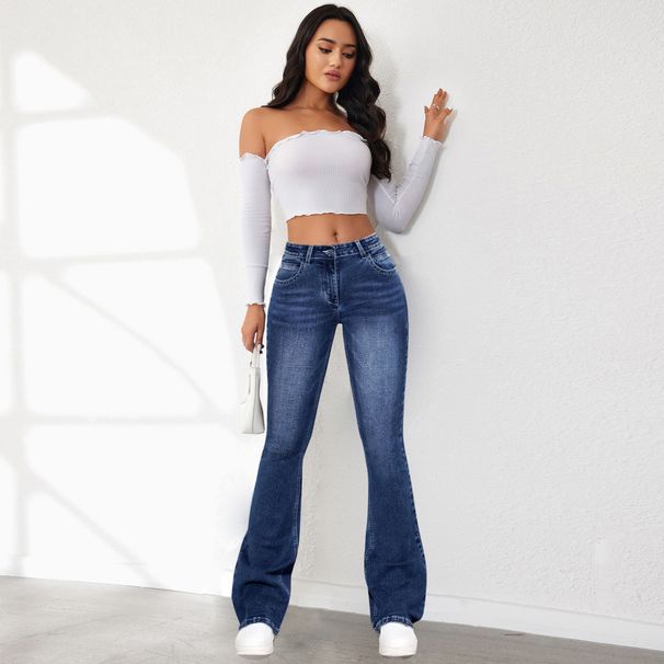Women's Clothing Summer New Retro Washed Stretch Trousers Jeans_mkmklike.com