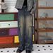 Deep Blue Patchwork Workwear Jeans, Loose Straight Leg Trendy High-End Pan, Men's Design Sense, Niche Micro Flared_mkmklike.com