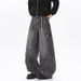 Men's Clothing Oversized Jeans American High Street Style Multi Pocket Trendy Wide Leg Pants Loose Fit Retro Washed For Women_mkmklike.com