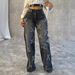 Women's Clothing Washed Denim Cross Hip Hop Straight Trousers_mkmklike.com