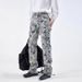 Men's Clothing High Street Old Flower Jeans Men's Fashion Brand Spring And Summer New Style Handsome Loose Straight Trousers Trend_mkmklike.com