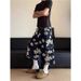 Men's Clothing Unisex Retro Street Style Denim Shorts All Over Daisy Print Loose Wide Leg Capri Pants Unique Design Couple Shorts_mkmklike.com