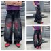 Men's Clothing Style Trendy Loose Fitting Straight Leg Black Jeans Scissor Graffiti Design Unisex Cutaway Midweight Cotton_mkmklike.com