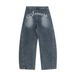 Zipper Patchwork Lace-Up Decorative Scimitar Jeans Men's Street Fashion Vibe Style Niche Loose Wide-Leg Pants_mkmklike.com