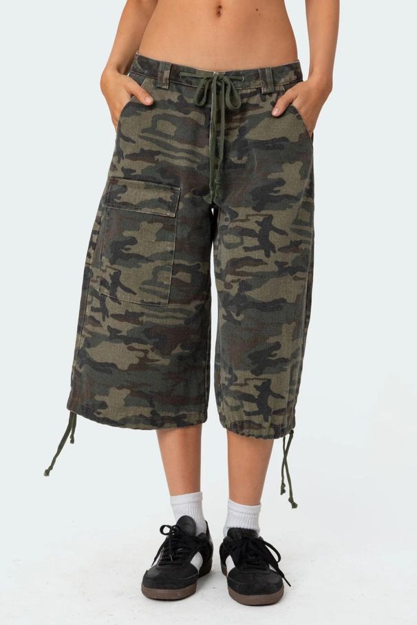 Women's Camouflage Wide Leg Capri Jeans Loose Casual Workwear Trendy Pocket Detailing 6 New Styles_mkmklike.com