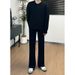 Nordmann Paris Black Flared Jeans For Men New Loose Straight American Retro Style Tall Slimming Pants_mkmklike.com