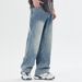 Men's Straight Leg Loose Fitting Wide Leg Jeans Starry Sky Rhinestone Embellishments High End Style Trendy Cool Edgy Denim_mkmklike.com