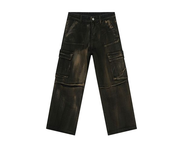 EF JEANS | 2025 Spring New American Street Retro Old Multi-pocket Overalls Jeans Trendy Men_mkmklike.com
