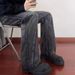 Men's Clothing Black And Gray Washed Scimitar Jeans For Men Spring And Autumn Splicing Design Flared Pants Retro Trousers Trend_mkmklike.com