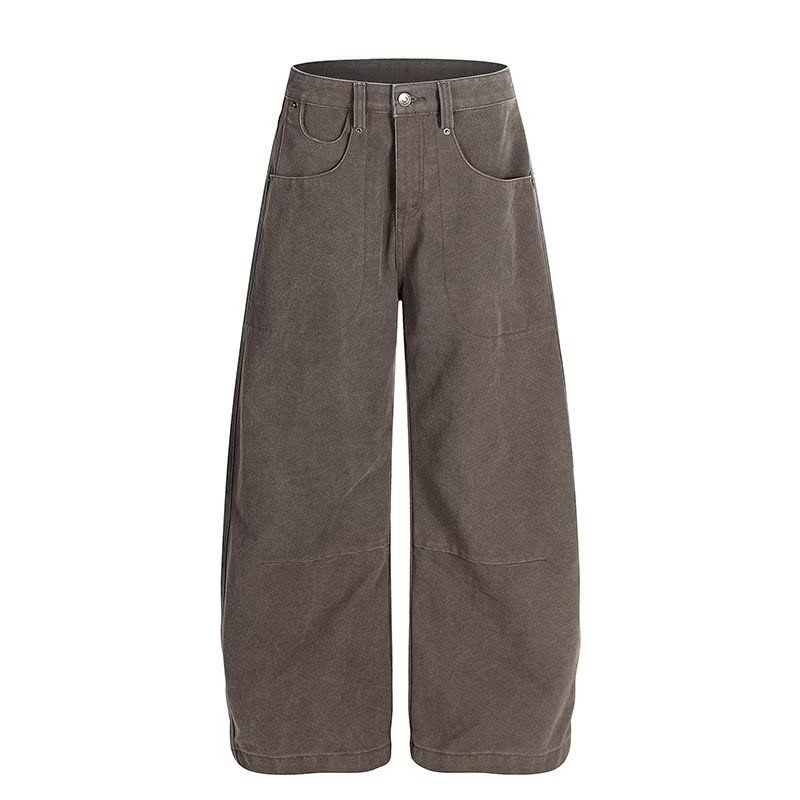 Men's American Style High Street Curved Casual Trousers Pleated Straight Leg Trendy Loose Wide Leg Cargo For Spring And Summer_mkmklike.com