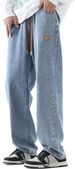 Men's Regular Fit Straight Leg Jeans Casual Drawstring Elastic Waist Denim Pants Lightweight Carpenter Jean_mkmklike.com